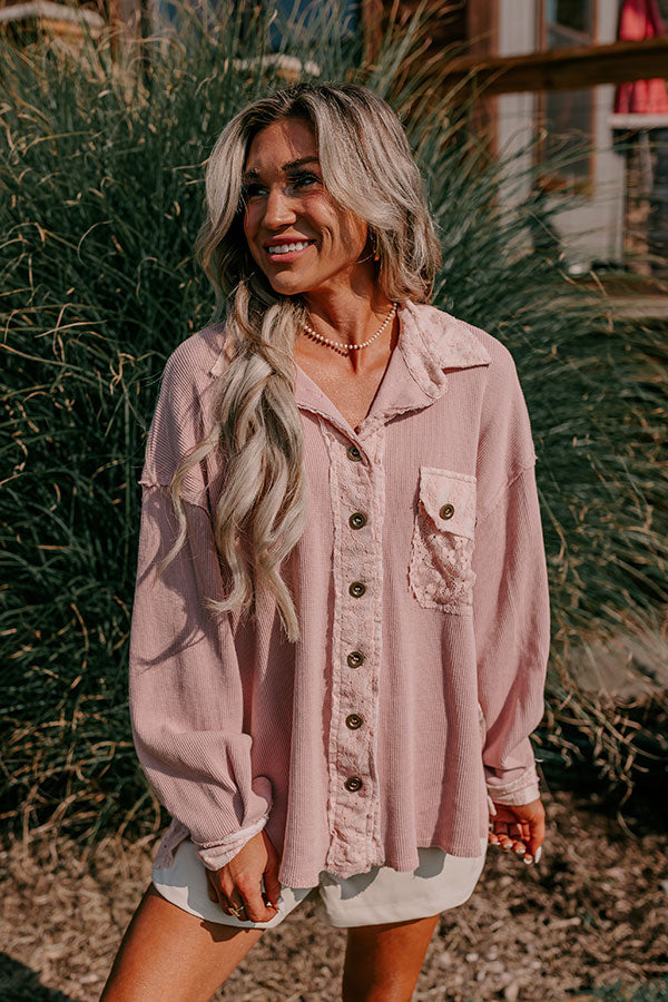 Lovely Views Waffle Knit Button Up
