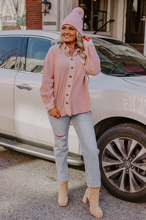 Lovely Views Waffle Knit Button Up