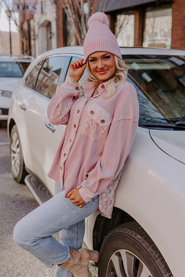 Lovely Views Waffle Knit Button Up
