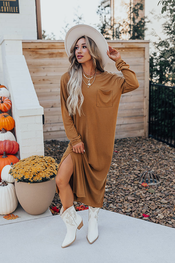 Breezy Times Shift Dress In Camel