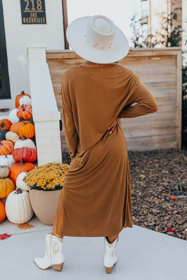 Breezy Times Shift Dress In Camel