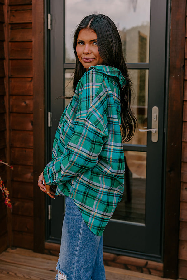 Catching Feelings Plaid Top In Green