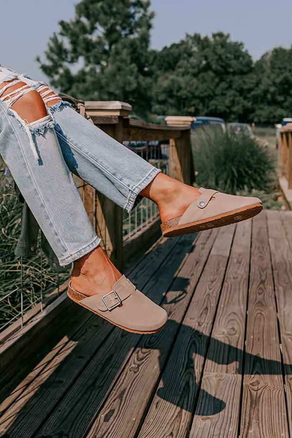 The Carolina Nubuck Clog In Warm Taupe