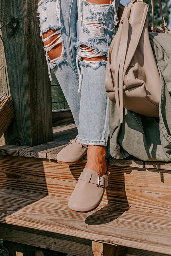 The Carolina Nubuck Clog In Warm Taupe