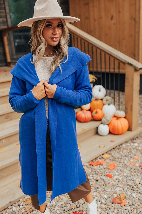 Hiding Out Light Weight Coat In Royal Blue