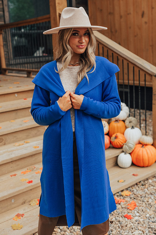 Hiding Out Light Weight Coat In Royal Blue