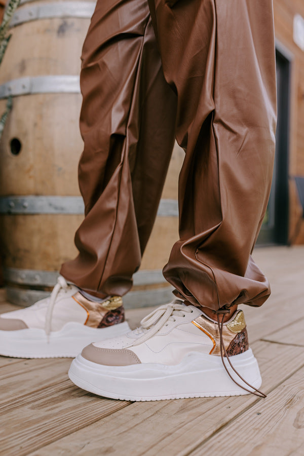 The Aubrey High Waist Faux Leather Pants In Chocolate