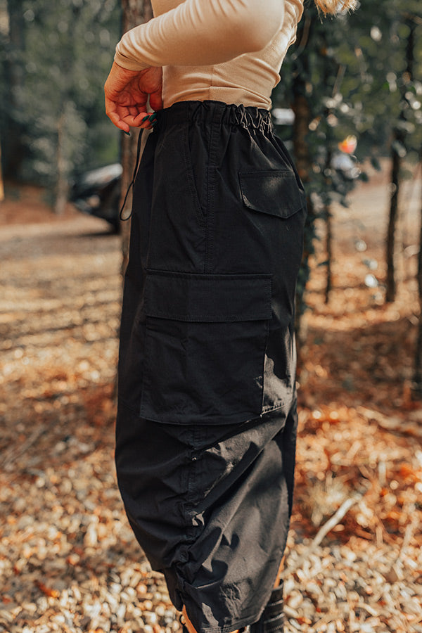 Cool Energy Cargo Midi Skirt in Black