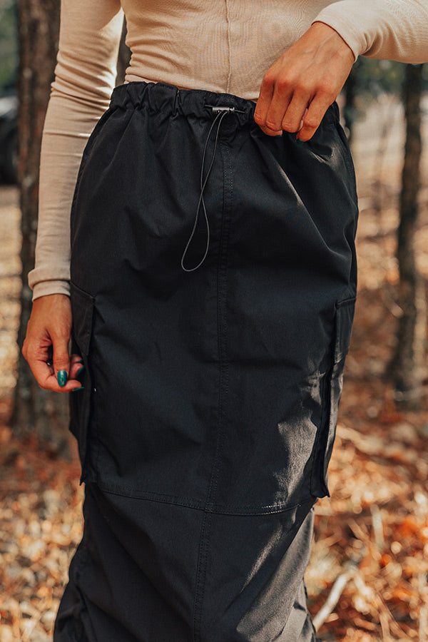 Cool Energy Cargo Midi Skirt in Black