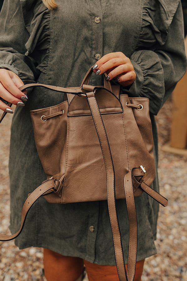 The Kenzo Faux Leather Fringe Backpack In Taupe