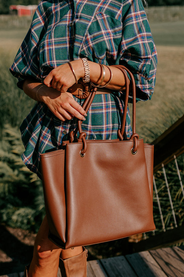 Elodie Lane Faux Leather Tote In Chocolate