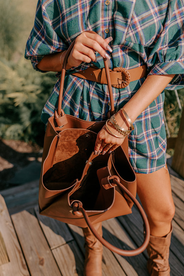 Elodie Lane Faux Leather Tote In Chocolate