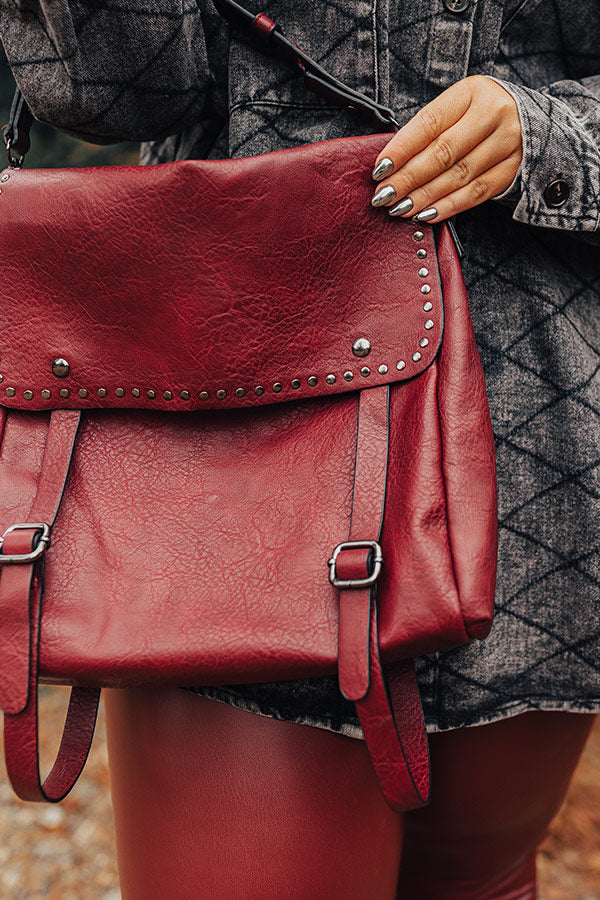 Autumn Treasure Faux Leather Backpack In Wine