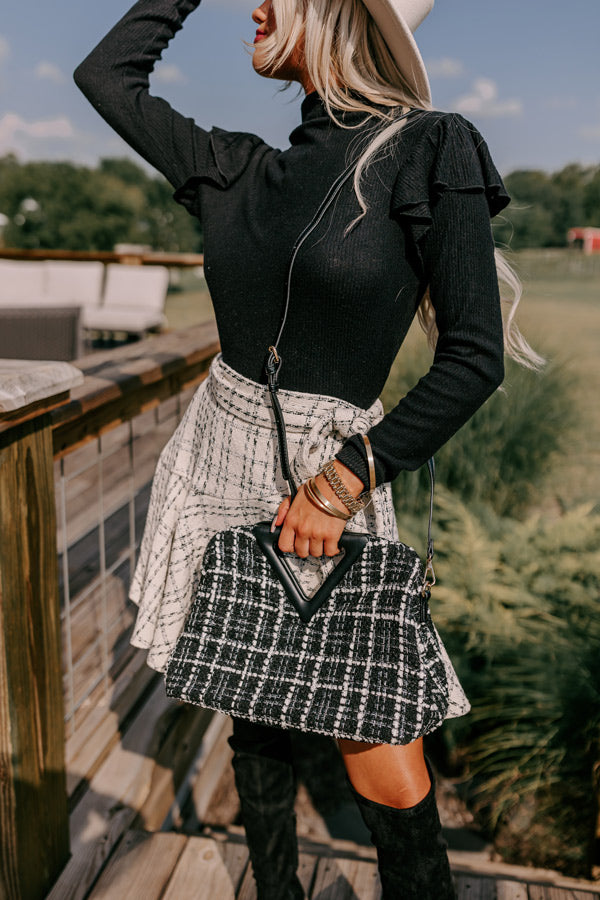 Trendy City Tweed Tote In Black