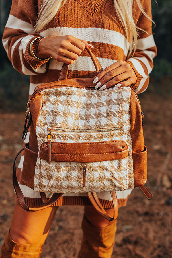 The Stevie Faux Leather Houndstooth Backpack