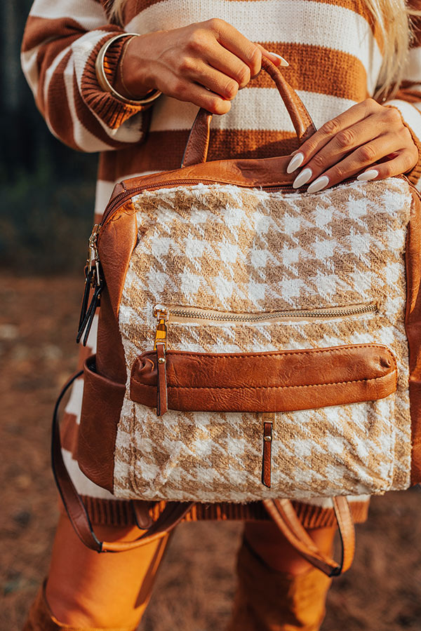 The Stevie Faux Leather Houndstooth Backpack