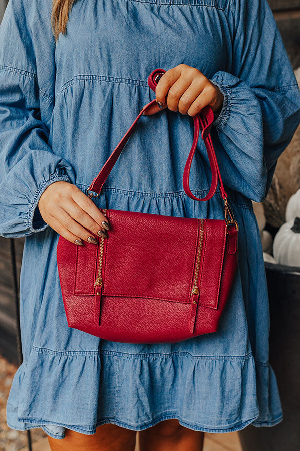 Stay The Course Faux Leather Crossbody In Berry