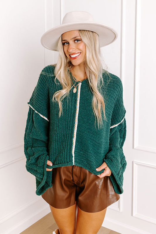 Toasty Times Knit Hoodie In Green