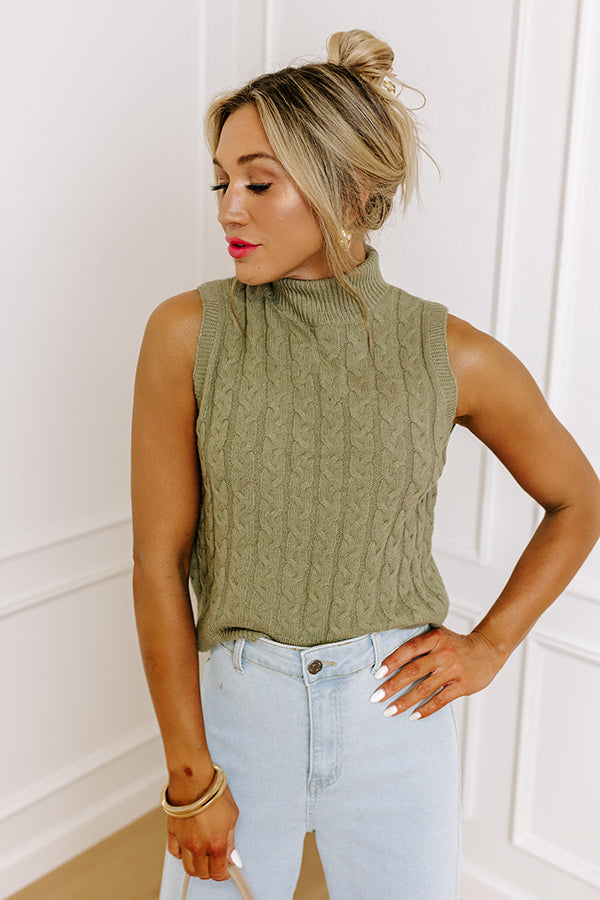 Cool Touch Knit Sweater Top in Sage