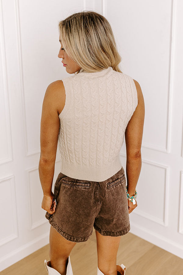 Cool Touch Knit Sweater Top in Light Birch