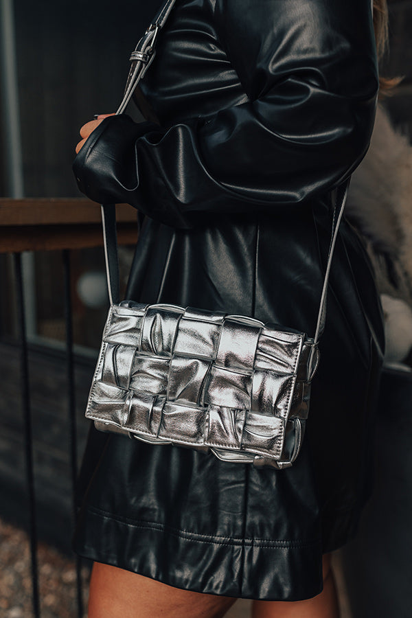 Guest To Impress Faux Leather Crossbody In Silver