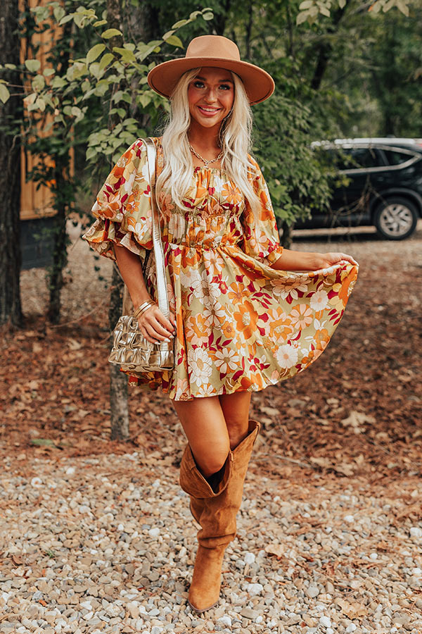 Happy Haven Floral Mini Dress in Olive