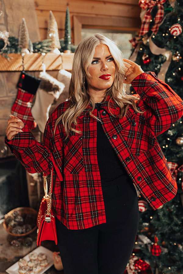 Evergreen State Of Mind Plaid Jacket In Red Curves