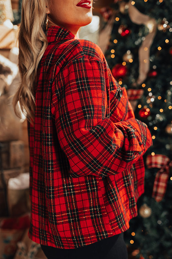 Evergreen State Of Mind Plaid Jacket In Red Curves