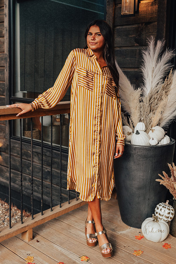 Clean Slate Stripe Midi In Mustard