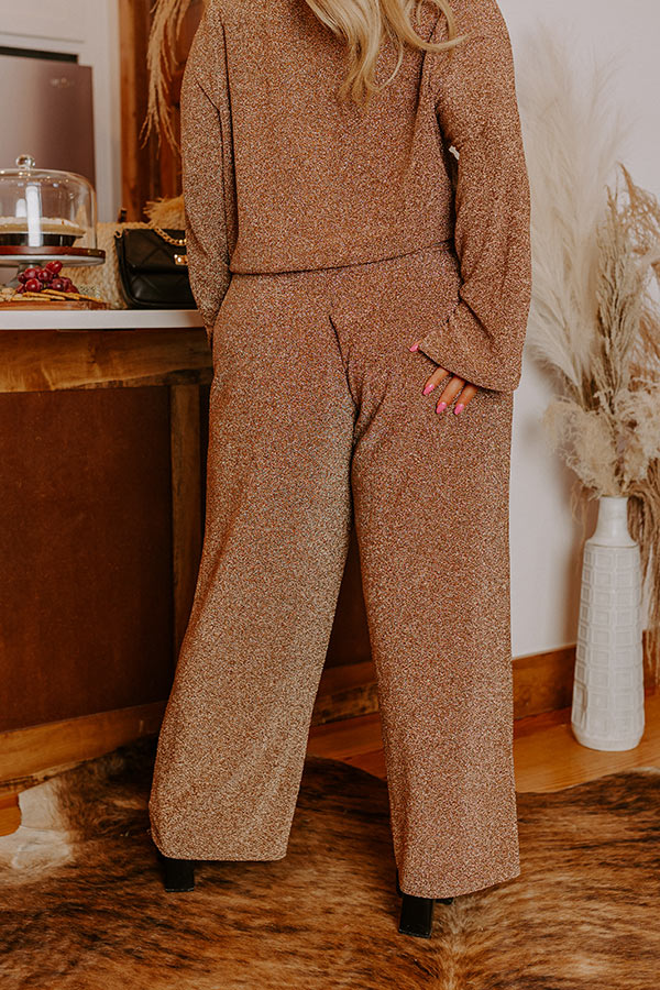 Sangria Toast Metallic High Waist Pants Curves
