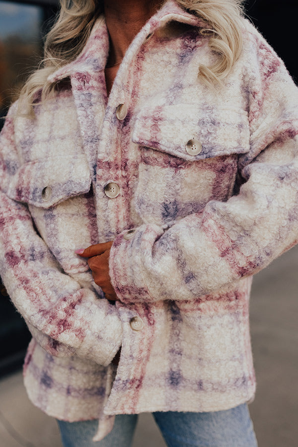 Seasonal Snuggles Plaid Sherpa Jacket in Ivory