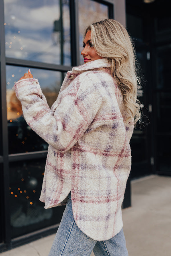 Seasonal Snuggles Plaid Sherpa Jacket in Ivory