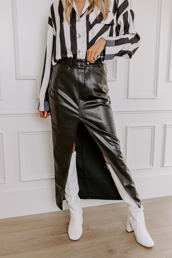 A Little Bit Flirty Faux Leather Skirt