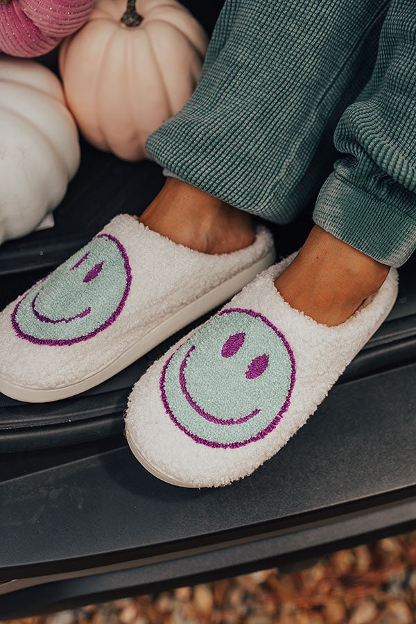 Happy Haven Sherpa Slipper In Aqua