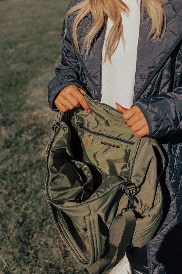 Sharp Witted Quilted Tote In Olive