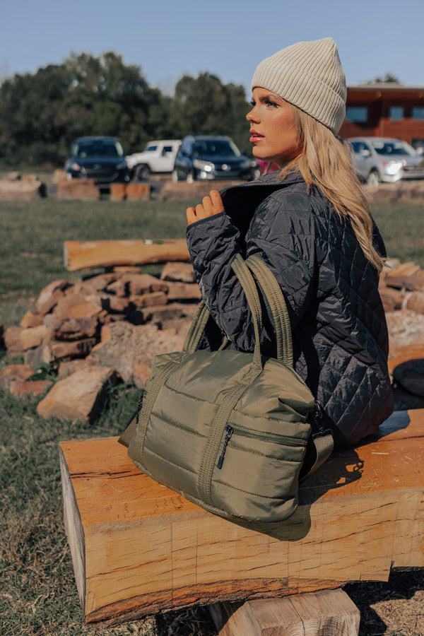 Sharp Witted Quilted Tote In Olive