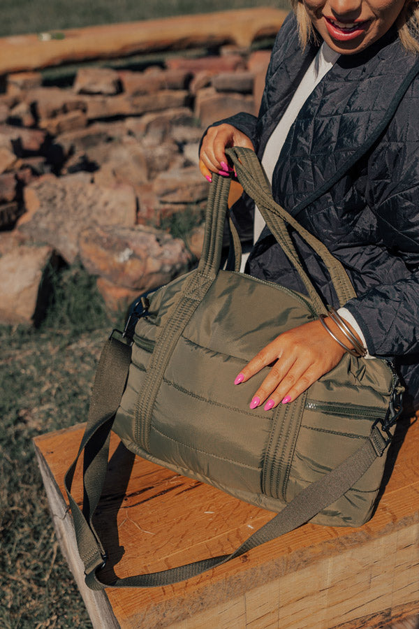 Sharp Witted Quilted Tote In Olive