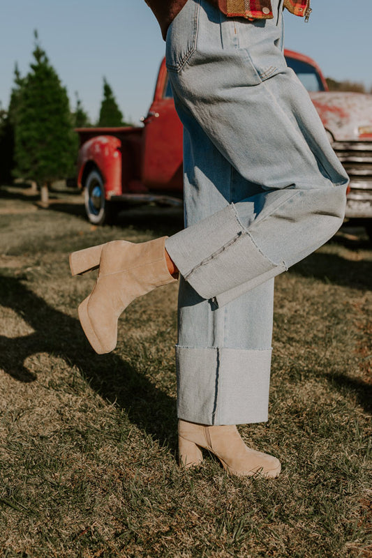 The Alondra Faux Suede Boot In Iced Latte