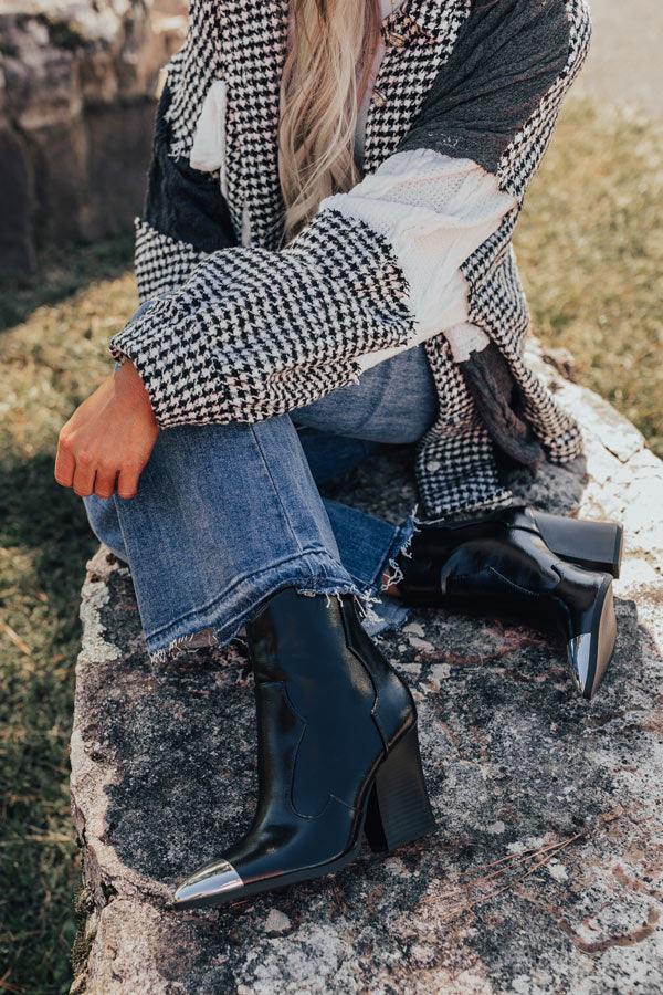 The Kaylie Faux Leather Bootie In Black