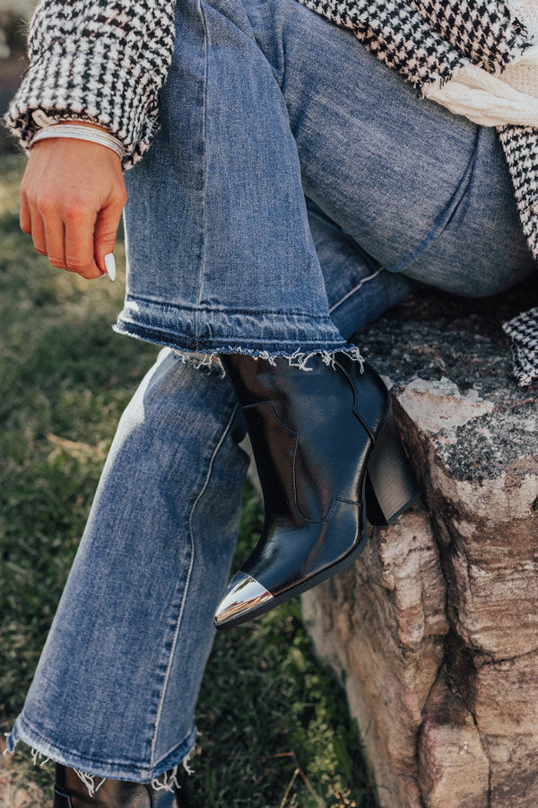 The Kaylie Faux Leather Bootie In Black