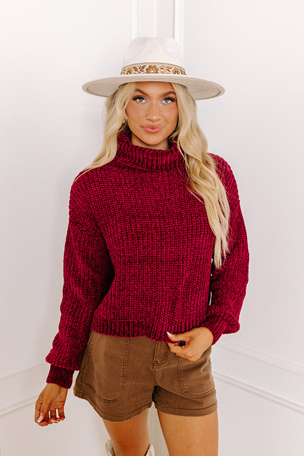 Fall Leaves Chenille Sweater In Sangria