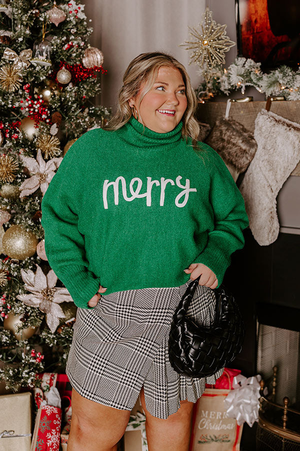 Merry Turtle Neck Sweater In Green Curves