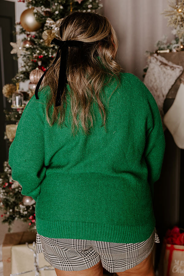 Merry Turtle Neck Sweater In Green Curves