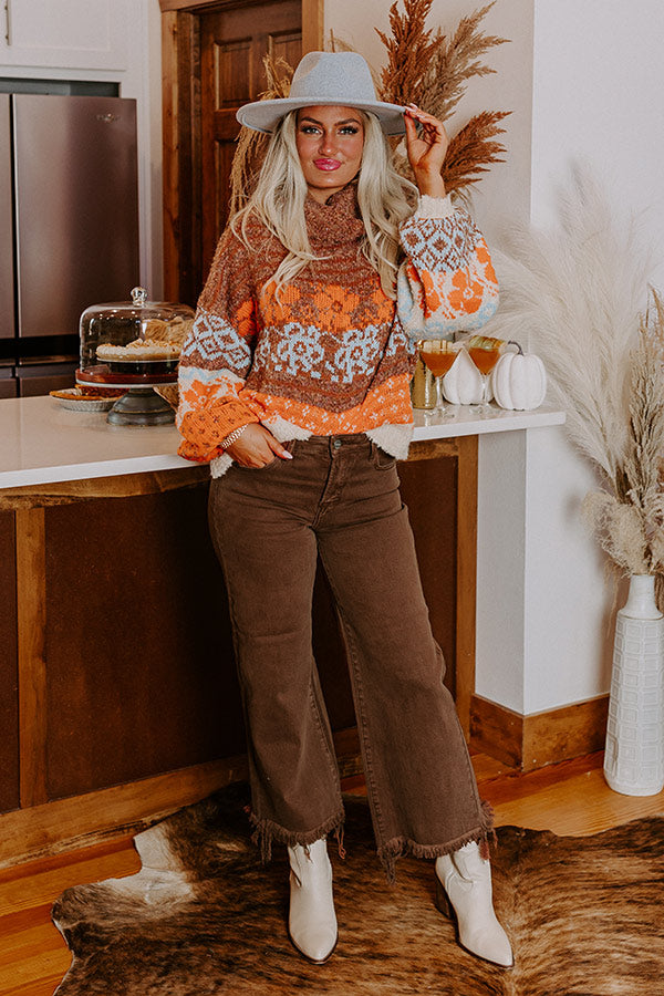 Autumn Brunch Knit Sweater in Cinnamon