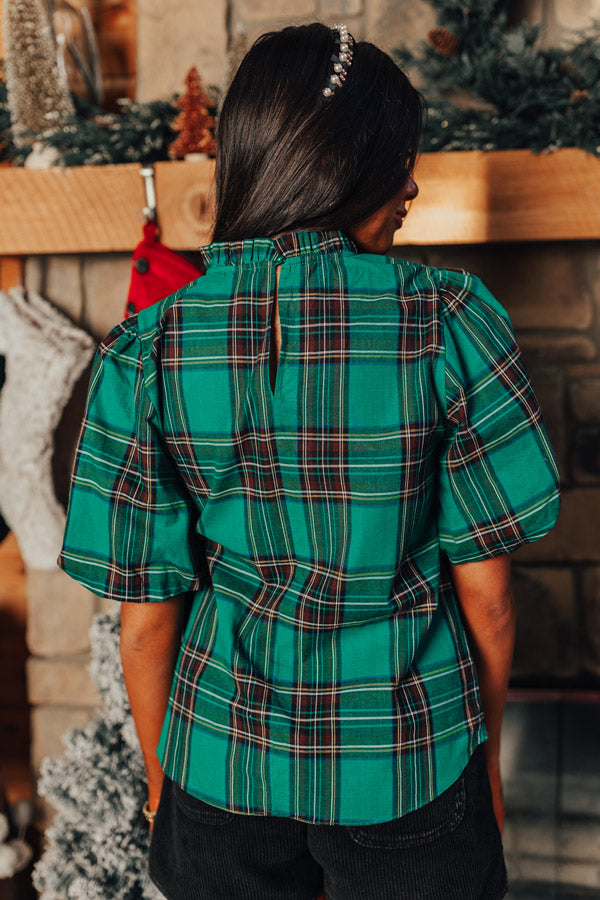 Beautiful Routine Plaid Top In Green
