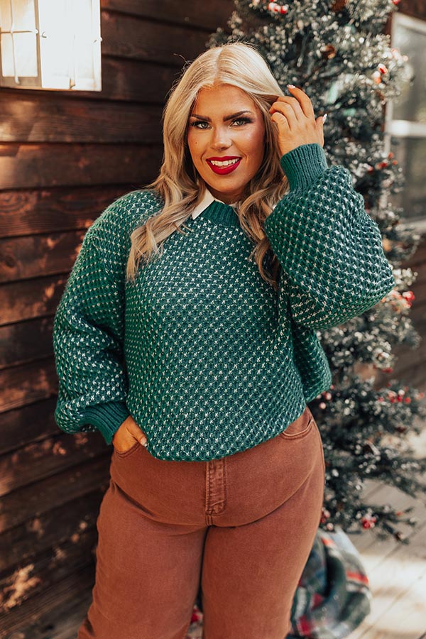 Mountain View Knit Sweater In Hunter Green Curves