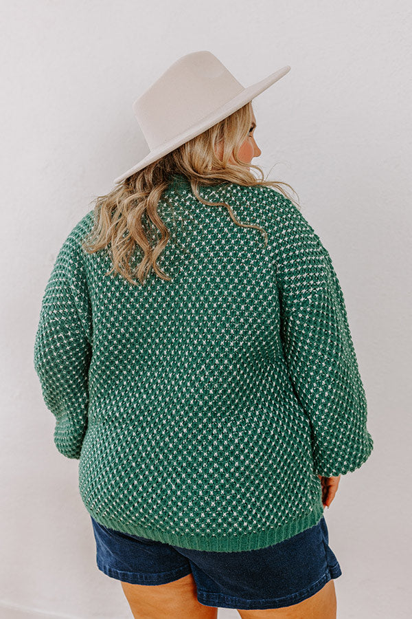 Mountain View Knit Sweater In Hunter Green Curves