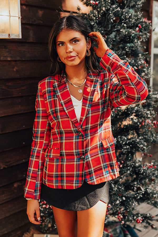 Red Wine Sipping Plaid Blazer