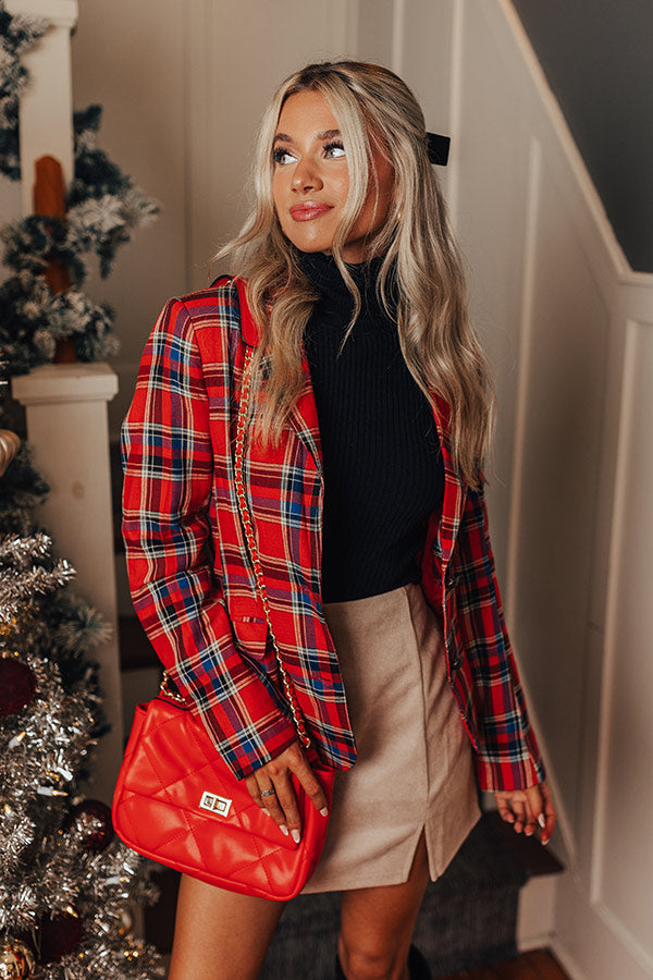 Red Wine Sipping Plaid Blazer