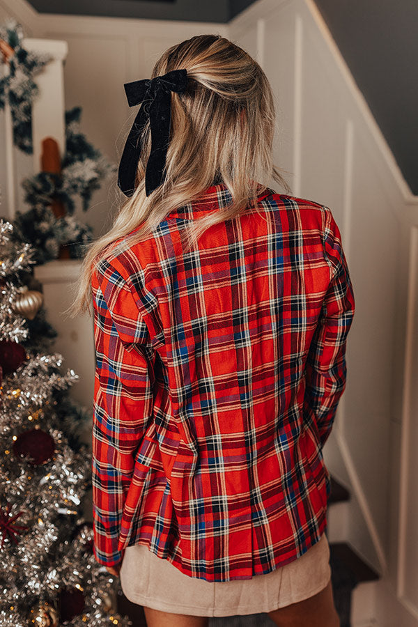 Red Wine Sipping Plaid Blazer